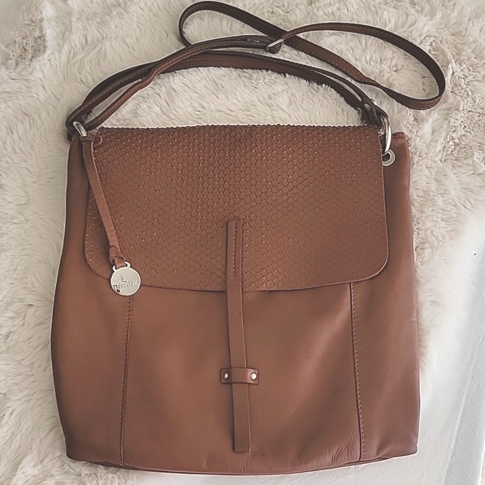 NARDELLI Brown Leather Convertible Crossbody Shoulder Bag